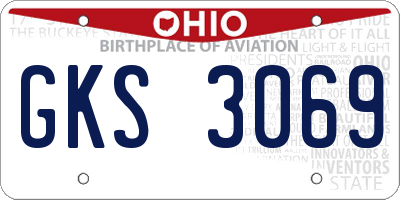 OH license plate GKS3069