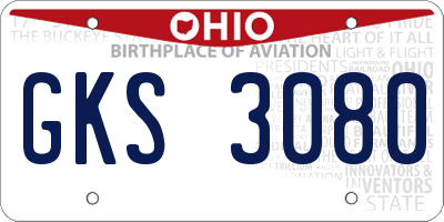 OH license plate GKS3080