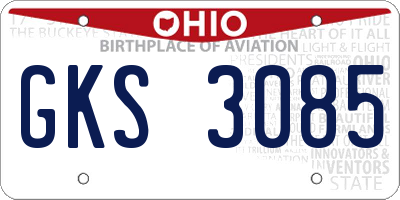 OH license plate GKS3085