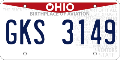 OH license plate GKS3149