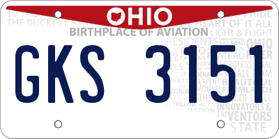 OH license plate GKS3151