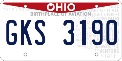 OH license plate GKS3190