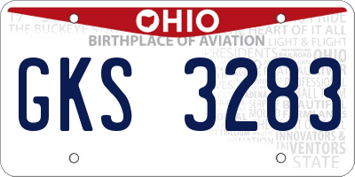 OH license plate GKS3283