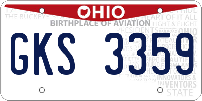 OH license plate GKS3359