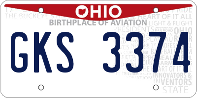 OH license plate GKS3374