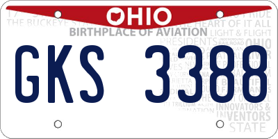 OH license plate GKS3388