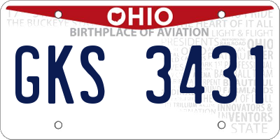 OH license plate GKS3431