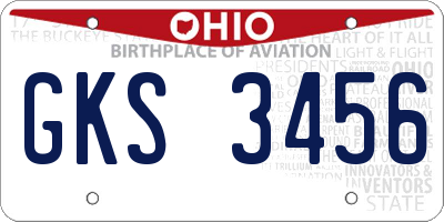 OH license plate GKS3456