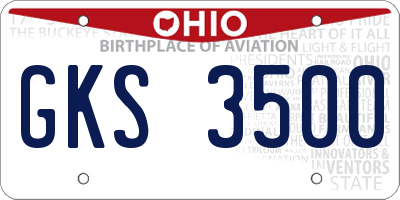 OH license plate GKS3500