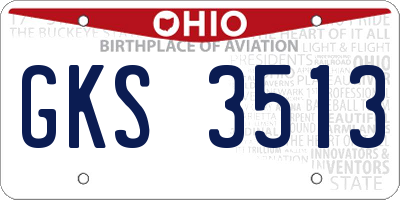 OH license plate GKS3513