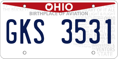 OH license plate GKS3531