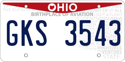 OH license plate GKS3543