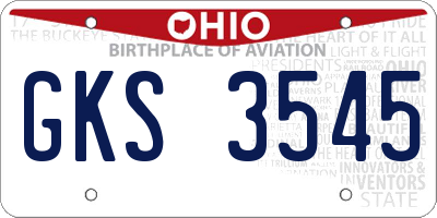 OH license plate GKS3545