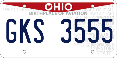 OH license plate GKS3555