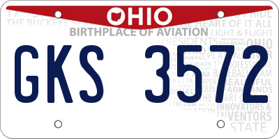 OH license plate GKS3572