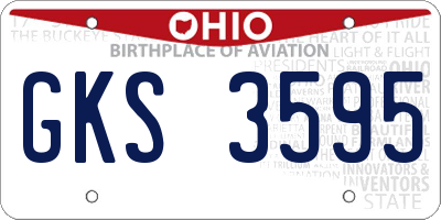 OH license plate GKS3595