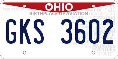 OH license plate GKS3602