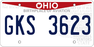 OH license plate GKS3623