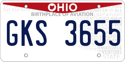 OH license plate GKS3655
