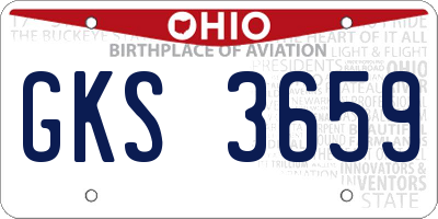 OH license plate GKS3659