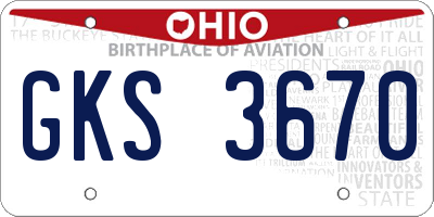OH license plate GKS3670
