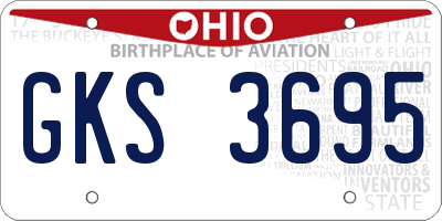 OH license plate GKS3695