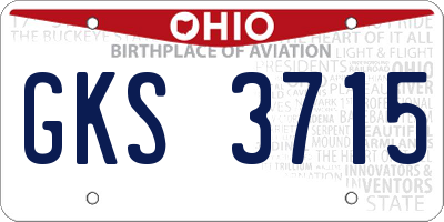 OH license plate GKS3715