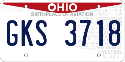 OH license plate GKS3718