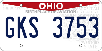 OH license plate GKS3753