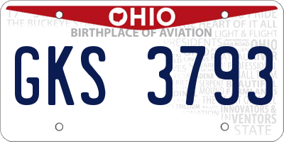 OH license plate GKS3793