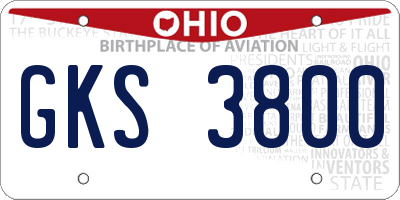 OH license plate GKS3800