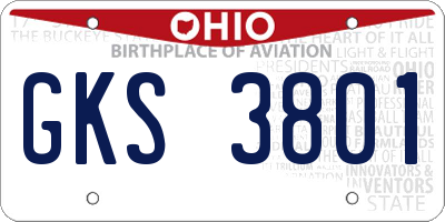 OH license plate GKS3801