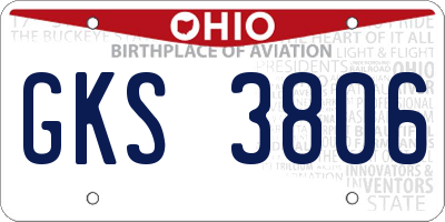 OH license plate GKS3806