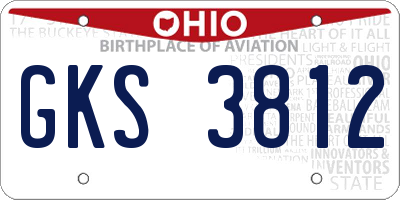 OH license plate GKS3812
