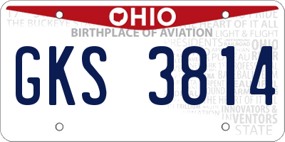 OH license plate GKS3814