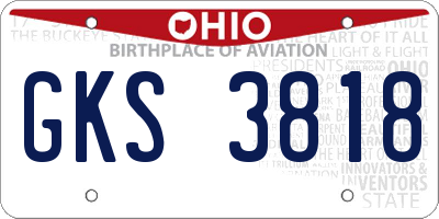 OH license plate GKS3818