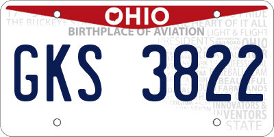 OH license plate GKS3822