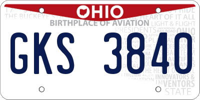 OH license plate GKS3840
