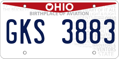 OH license plate GKS3883