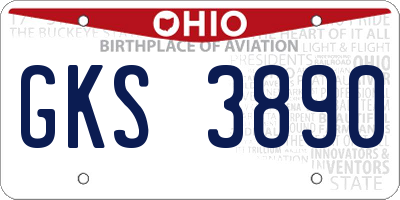OH license plate GKS3890