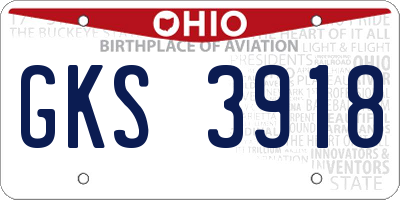 OH license plate GKS3918