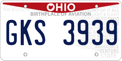 OH license plate GKS3939