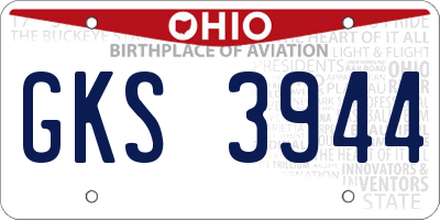OH license plate GKS3944