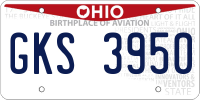 OH license plate GKS3950