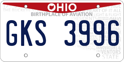 OH license plate GKS3996