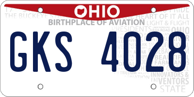 OH license plate GKS4028