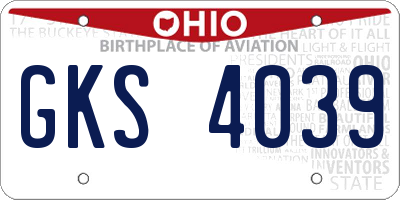 OH license plate GKS4039
