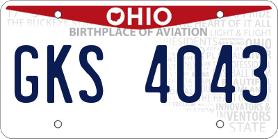 OH license plate GKS4043