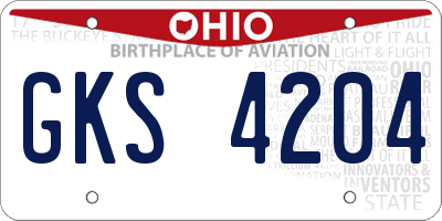 OH license plate GKS4204