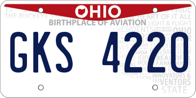 OH license plate GKS4220